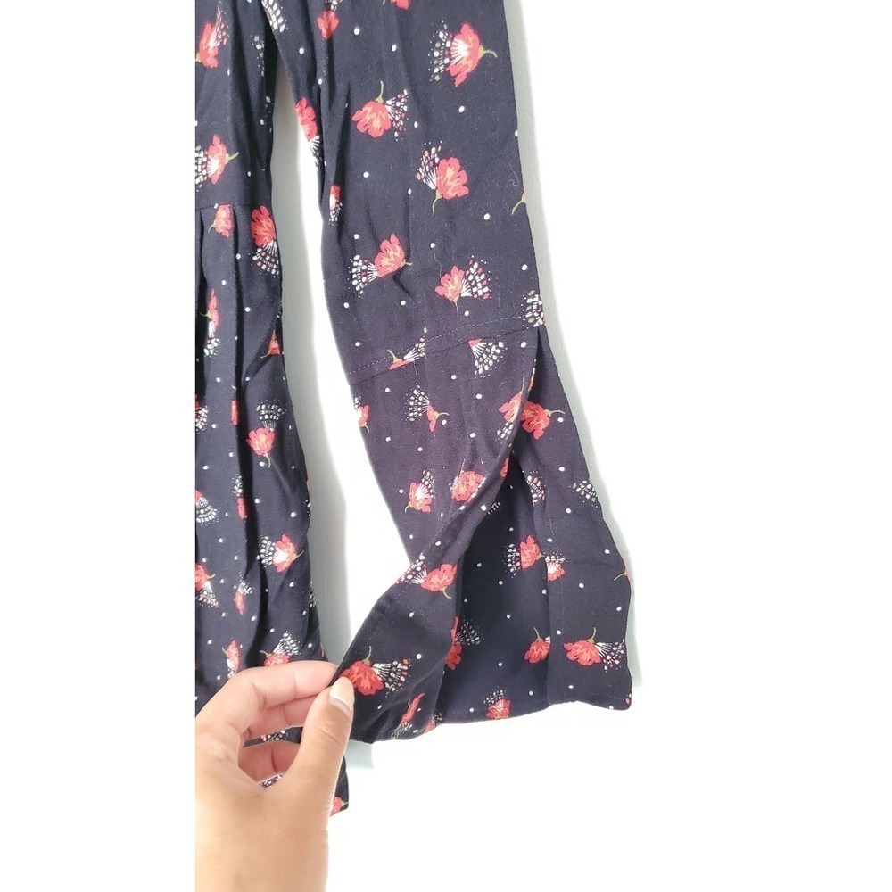 Free People Tegan Black Red Floral Gingko‎ Poppy Mini Dress, Sz S - Picture 7 of 8